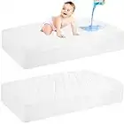 GRT 2 Pack Waterproof Crib Mattress Protector, Quilted Baby Mattress Cover Fitted Deep Pocket from 4" up to 9", Extra Soft Breathable & Noiseless Toddler Mattress Pad 52"x28", White