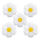 5 Pieces White Daisy Foil Balloons, Daisy Balloons White Flower Balloon Birthday Balloons Party Decorations for Wedding Baby Shower Fairy Daisy Themed Photo Booth Birthday Party Decorations