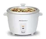 Elite Gourmet ERC-003 Electric Rice Cooker with Automatic Keep Warm Makes Soups, Stews, Grains, Hot Cereals, White, 6 Cups Cooked (3 Cups Uncooked)