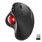 Wireless Trackball Mouse, Rechargeable Ergonomic Mouse, Easy Thumb Control, Precise & Smooth Tracking, 3 Device Connection (Bluetooth or USB), Compatible for PC, Laptop, iPad, Mac, Windows, Android
