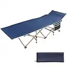 joyionic Lit De Camping Pliable, Lit De Camp Lit D'invité, Charge Jusqu'à 300 kg, avec Sac De Transport, Poids 6 kg, 190 x 70 x 38 cm, Bleu