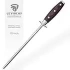 LEVINCHY 10 inch Honing Steel with Pakkawood Handle, Knife Sharpener Rod, Professional Knife Sharpening Steel