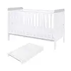 Rio Wooden Cot Bed & Cot Top Changer (Tutti Bambini) - 3 in 1 Convertible Baby Cot Bed, Toddler Bed and matching Cot Top Baby Changer (White & Dove Grey)