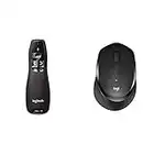 Logitech M330 Silent Plus Souris Sans Fil, Récepteur USB + Logitech R400 Télécommande de Présentation sans Fil, Pointeur Laser Rouge, Portée 15 Mètres, PC, Mac, Ordinateur Portable, Chromebook - Noir