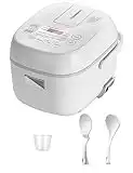 Toshiba Small Rice Cooker 3 Cup Uncooked – LCD Display with 8 Cooking Functions, Fuzzy Logic Technology, 24-Hr Delay Timer and Auto Keep Warm, Non-Stick Inner Pot, White