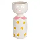 Baroni Home Vaso Pop, Soprammobile Moderno Dipinto a Mano, Statuetta da Interno o Esterno, Vestito Colletto Rosa, 10X10X21 cm