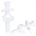 2 Pack Toilet Seat Screws Universal Plastic Toilet Seat Screws Replacement Toilet Seat Hinge Bolt Screws with Plastic Nuts and Washers, White