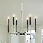 ETONIMERR Matte Black Chandelier Ceiling Light Fixtures 6 Lights Farmhouse Pendant Light Fixture, 26in Industrial Rustic Chandeliers for Dining Room Kitchen Island Living Room Foyer