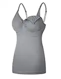 Orbescl Maternity Nursing Tank Top for Breastfeeding Sleeveless Pregnancy Seamless Sleep Bra Camisole Grey