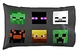 Jay Franco Minecraft Friend or Foe 1 Pack Pillowcase - Double-Sided Kids Super Soft Bedding - Features Creeper, Zombie, Blaze, Enderman, & Skeleton (Official Minecraft Product)