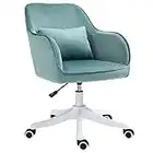 HOMCOM Chaise de Bureau Velours Fauteuil Bureau massant Coussin Lombaire intégré Hauteur réglable pivotante 360° Vert