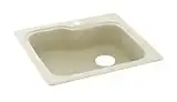 Swanstone KS03322SB.037 Solid Surface 1-Hole Drop in Single-Bowl Kitchen Sink, 33-in L X 22-in H X 10-in H, Bone