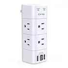 USB Outlet Extender Surge Protector with Rotating Plug, 6 AC Multi Plug Outlet and 3 USB Ports , 1680 Joules, 3-Sided Swivel Power Strip with Spaced Outlet Splitter for Home, Office, Travel