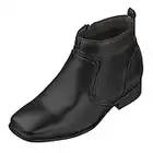 CALTO - G99809-3.2 Inches Taller - Size 7.5 D US - Height Increasing Elevator Shoes (Black Leather Zip-up Square-toe Boots)