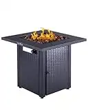 Legacy Heating 28inch Wicker &Rattan Square Propane Fire Pit Table, Outdoor Dinning Gas Fire Table with Lid, 50,000BTU, Lava Stone, ETL Certification, for Outside Garden Backyard Deck Patio
