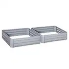 Outsunny Lot de 2 carré Potager de Jardin dim. 100L x 100l x 30H cm - tôle d'acier ondulée Gris