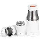 Termo santeco 1,2l con 2 tazas, rodillo de viaje en caliente de acero inoxidable, termo de acero inoxidable, termo, 42 horas de calor, 24 horas de frío, ideal para café y té