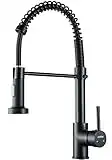 Kitchen Tap with Pull Down Sprayer, Cobbe High Arc Gooseneck Kitchen Sink Faucet, Single Handle Stainless Steel Mixer Tap (Black), KC05T023