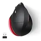 Perixx PERIMICE-718, Souris Verticale Sans Fil, 6 Boutons, 3 Niveaux DPI, Design Ergonomique pour gauchers - Rouge et Noire