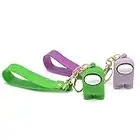 Lot de 2 porte-clés en silicone avec grelot et sangle. Pendentif de jeu vidéo de la marque Twitch Gamer. Accessoire sac à dos, cadeau d'anniversaire pour enfants. (Vert/Lilas)