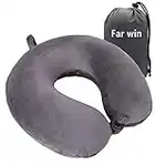 Far win Travel Pillow,100% Pure Memory Foam U Shaped Neck Pillow,Super Lightweight Portable Headrest Great for Airplane Chair, Car,Home,Office ,Sleeping Rest Cushion (grey)