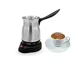 Hünkar Edelstahl elektrischer Türkischer Kaffeekocher, für 1-8 Tassen, 500ml, Espressomaschine, Espressokocher, Cezve, Türkischer Mokka-Maschine Inox