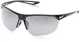 Nike Golf Cross Trainer Sunglasses, Black/Volt Frame, Grey with Silver Flash Lens