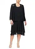 S.L. Fashions Mujer 616184 Manga Larga vestido para la madre de la novia - negro - 22W