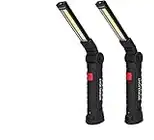 LED Work Light, KATSU 2 Pack Portable USB Rechargeable Torch Inspection Lamps Flashlight with Magnetic Base and Hook, 360° Rotate, 5 Lighting Modes, for Home Garage Workshop Camping Emergency Use