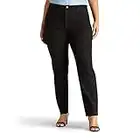 Lee Women's Plus-Size Relaxed Fit Side Elastic Tapered Leg Jean, Black Stretch, 24W Medium