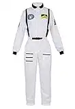 frawirshau Womens Astronaut Costume Adult Space Suit Flight Jumpsuit Women Cosplay Costumes, White, Large