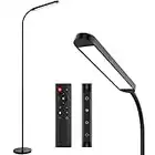 LED Floor Lamp, MediAcous Floor Lamp with Remote, 5 Colors & 5 Brightness, Stepless Adjustable Standing Lamp Work with Wall Switch,1H Timer, Memory Function, Gooseneck for Reading Living Room Bedroom