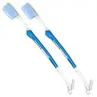 Orthodontic Toothbrush (Set of 2) V-Trim Double-Ended Brush with Interproximal Head for Cleaning Ortho Braces (Blue)