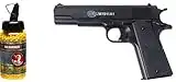 Airsoft CyberGun - pistola para airsoft Colt 1911, culata de metal con muelle, botella de balines de 0,12 g de regalo, fuerzas especiales, SWAT o cosplay, potencia de 0,5 julios