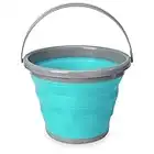 Navaris Secchio Pieghevole 10 Litri in Silicone - Secchiello Richiudibile 10l per Pulizie Bucato Campeggio Pesca - Secchio Portatile Acqua - Azzurro