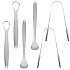 6 pcs Raspador de Lengua, BOSOIRSOU Limpiadores de Lengua de Acero Inoxidable Cepillos de Lengua Portátiles Herramienta para Refrescar el Aliento para Adultos Niños Cuidado Oral