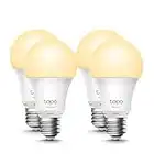 TP-Link TAPO L510E (4-Pack) - Bombilla LED Inteligente, Bombilla WiFi sin necesidad de Hub, Blanco Cálido 2700K, Regulable,E27, 8.7W/ 806lm, Compatible Alexa, Echo y Google