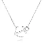 ELBLUVF 18k Silver Gold Rose Gold Plated Stainless Steel Women Sideways Anchor Pendant Necklace 18inches Choose Colors (Silver)