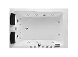 Empava 71" Acrylic Alcove Whirlpool Bathtub Hydromassage Rectangular Jetted Soaking Tub with Right Side Drain 3-Side Apron Waterfall Faucet , White