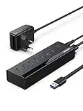 UGREEN Data Hub USB 3.0 à 7 Ports Hub Multi USB 5Gbps avec Bloc Alimentation 5V 2A 1M Câble Hub Multiport USB Compatible avec Souris Clavier Disque Dur, PC PS5 PS4 Xbox One, Windows MacOS Linux