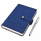 A5 408 Pages/204 Sheets Classic Journal Notebook Office Agenda Planner Organizer Notebook Business Work Record Thickened Meeting Diary Book School Stationery Supplies with Pen (Blue)