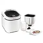 Moulinex Pain Doré OW210130 - Panificadora 1 Kg, pantalla LCD, 12 programas, bizcochos, masas, mermeladas, 3 opciones de tostado y peso, incluye libro de recetas, Acero Inoxidable / Blanco