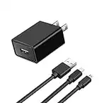 AC Adapter 2A Rapid Charger Compatiable for All New Amazon Kindle Fire HD 10 9th Generation 2021 Release, Fire HDX 6" 7" 8.9" 9.7", Fire 7 HD 8 10 Tablet with 5Ft Micro-USB & USB C Cable