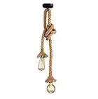 Lumière pendante industrielle, STARRYOL lumière suspendue de double-tête de corde de chanvre pour manger, Hall, restaurant, barre, café - longueur 60cm