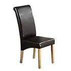 Milano Scroll Back Faux Leather Dining Room Chair - BROWN X4