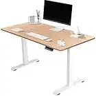 Devoko Bureau réglable en Hauteur 120 x 60 cm Bureau réglable en Hauteur électriquement avec Plateau 2 Fois télescopique Bureau Debout avec Commande à mémoire, Beige