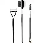 TEOYALL 3 PCS Eyelash Comb Dou Eyebrow Brush with Spoolie Mascara Separator Metal Teeth Grooming Brushes (3pcs)