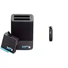 GoPro AJDBD-001-EU, Cargador de batería Dual y batería para Hero 8/7/6, Tamaño Único, Negro + Shorty AFTTM-001 Vara de Extensión en Miniatura y Trípode, Negro