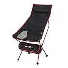 WOLTU Silla de Camping Silla Plegable Ultraligera y Portátil con Bolsa de Transporte, Silla para Acampar Fácil Transporte, para Playa,Pesca y Acampada Soporta hasta 140 KG Rojo + Negro CPS8133rt