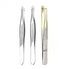 lumcov Pinza Cejas,3 PCS Pinzas Depilar Profesionales,Pinza de Acero Inoxidable,Pinza de Precisión para Cejas,Pestañas,Pelo Encarnado,Pelo de Barba